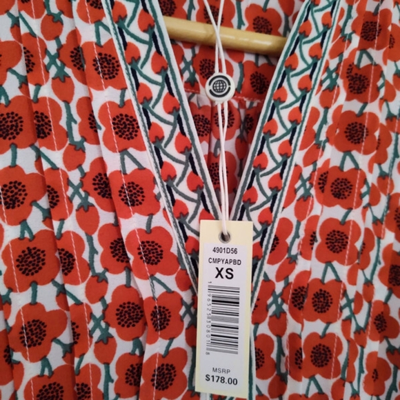 MAX STUDIO Dress Lovely Romantic Floral Persimmon print Tiered Size XS - Picture 6 of 6